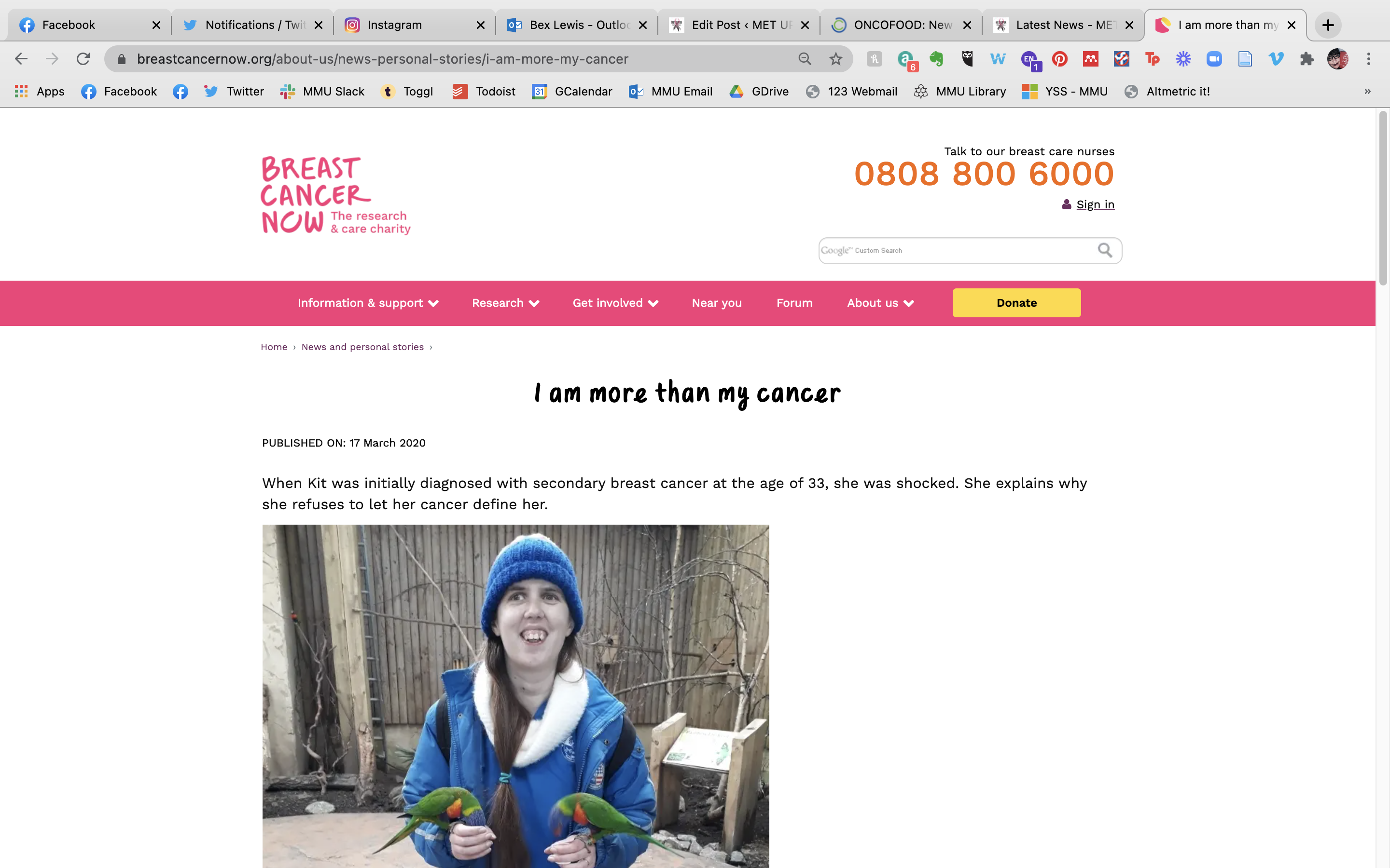 Kit in Breast Cancer Now Story