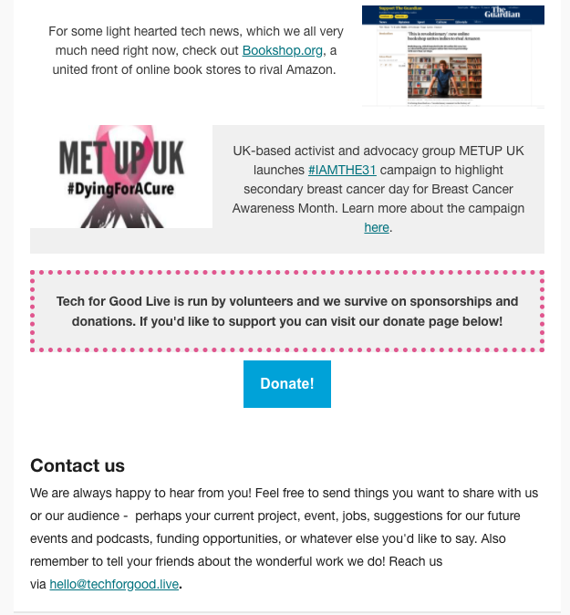 Screenshot of Newsletter